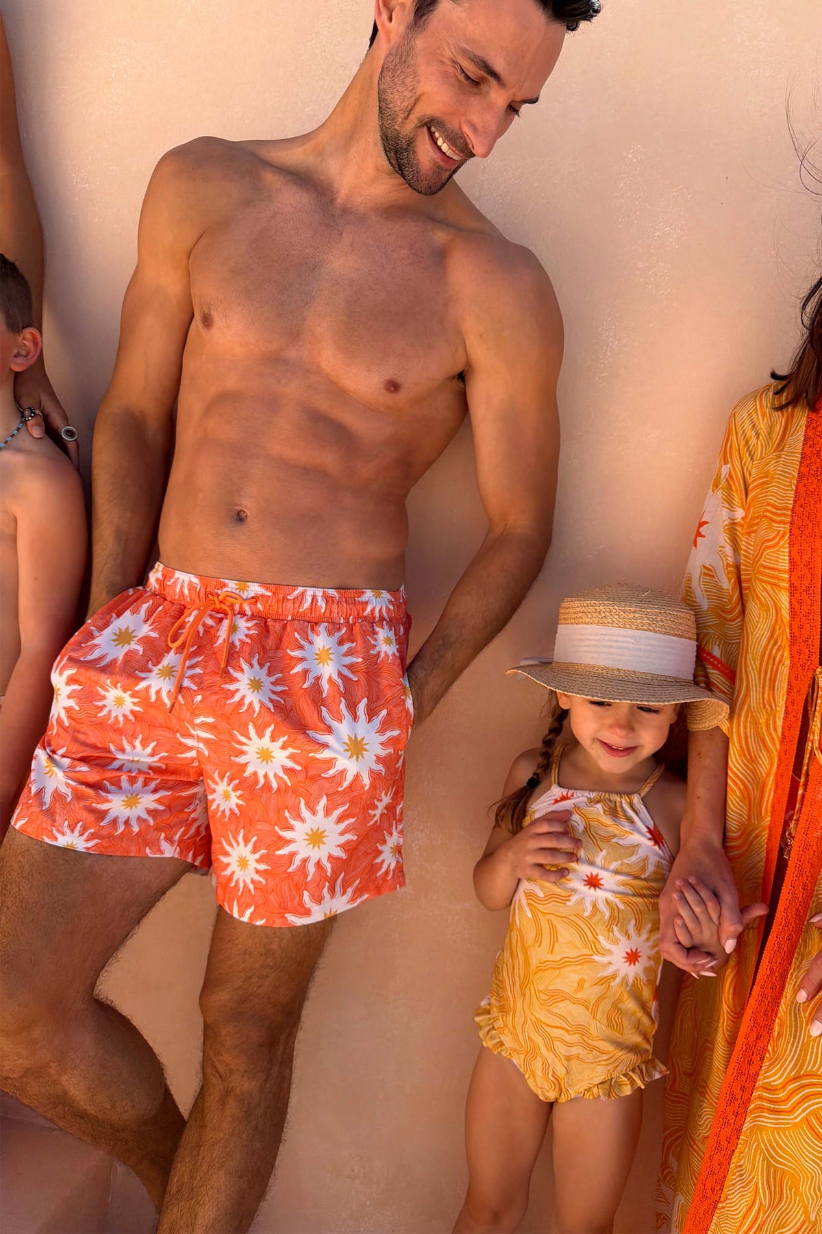 Men's Orange Sun Swim Shorts