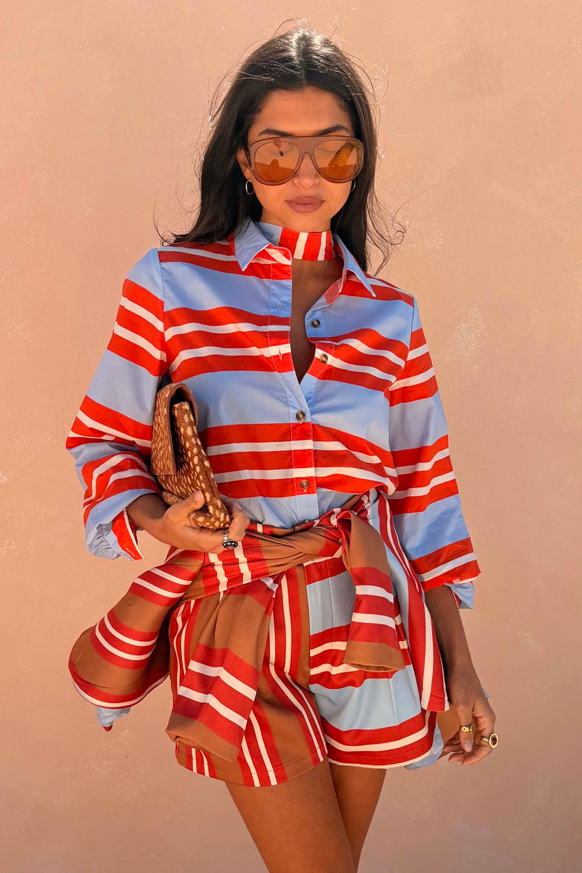 Multi Stripe Tie Shirt