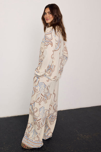 Cream Octopus Button Through Pyjamas