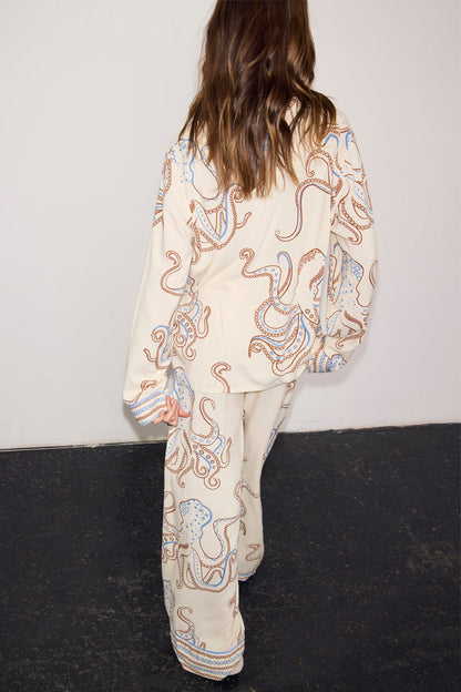 Cream Octopus Button Through Pyjamas