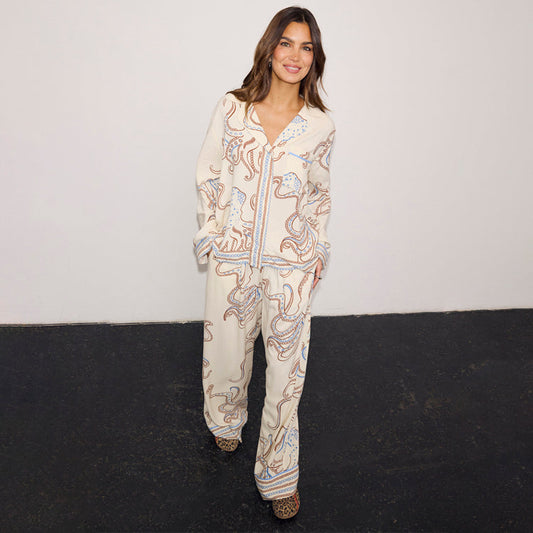 Cream Octopus Button Through Pyjamas