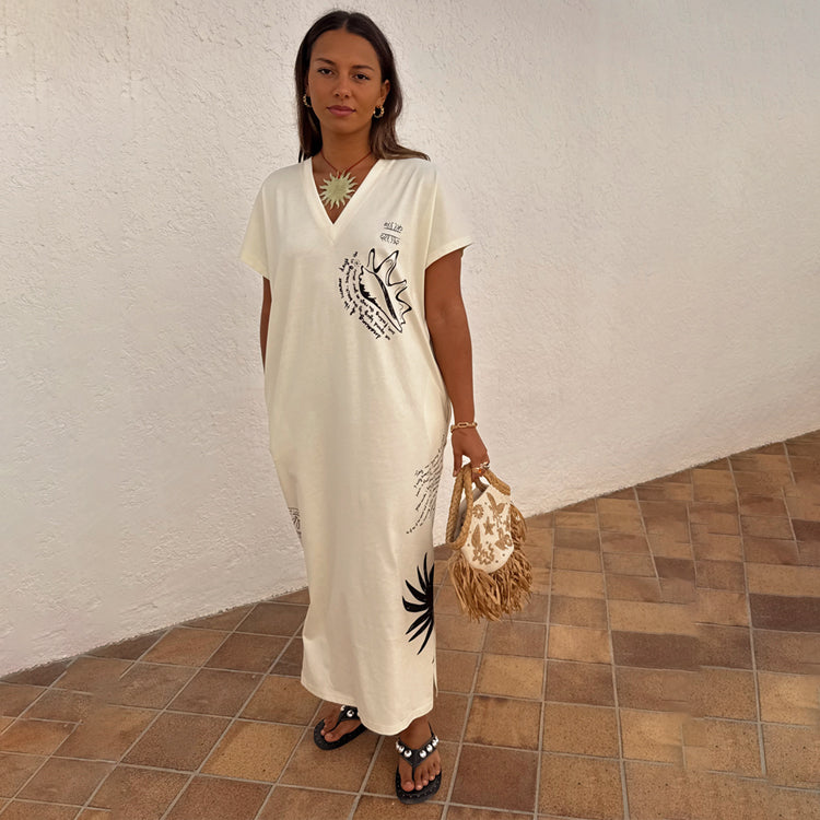 Cream Palma T Shirt Dress