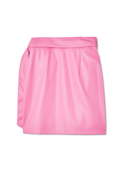 Pink Vegan Leather Mini Jaspre Skirt