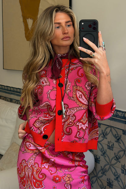Pink Paisley Oslo Cardigan