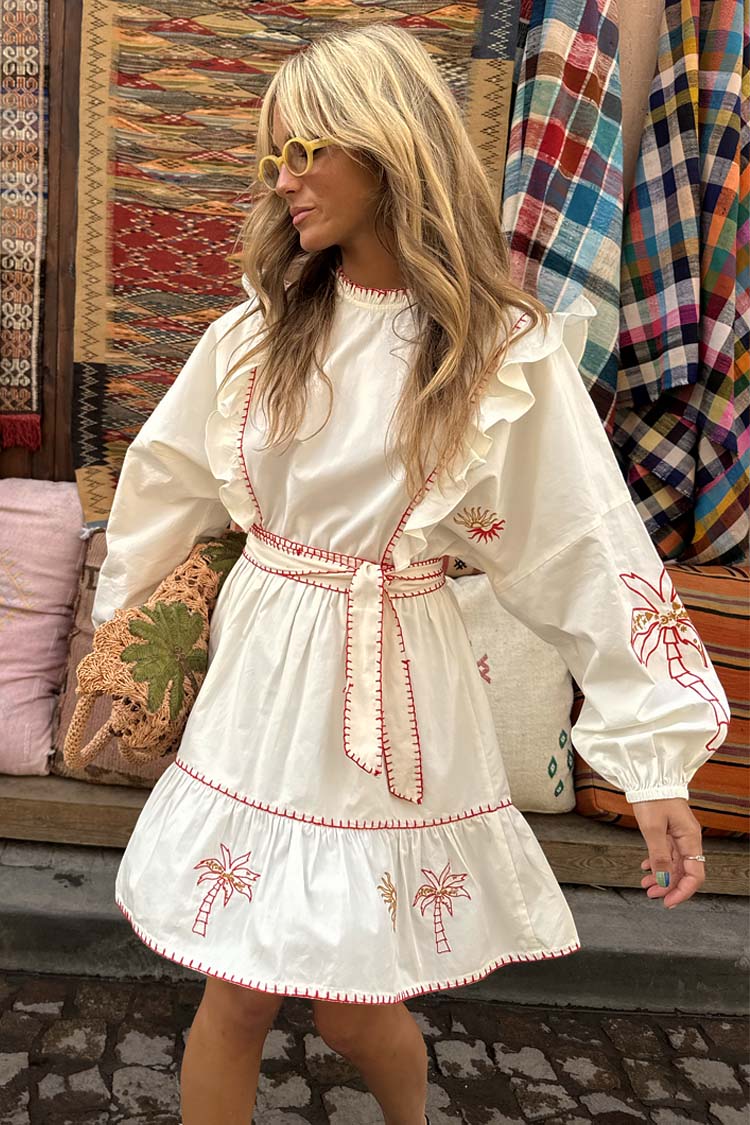 Cream And Red Pollenca Mini Dress