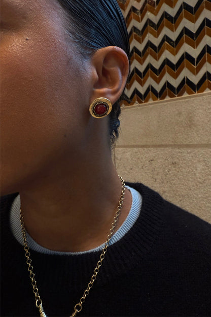 Deloris Red Circle Earrings