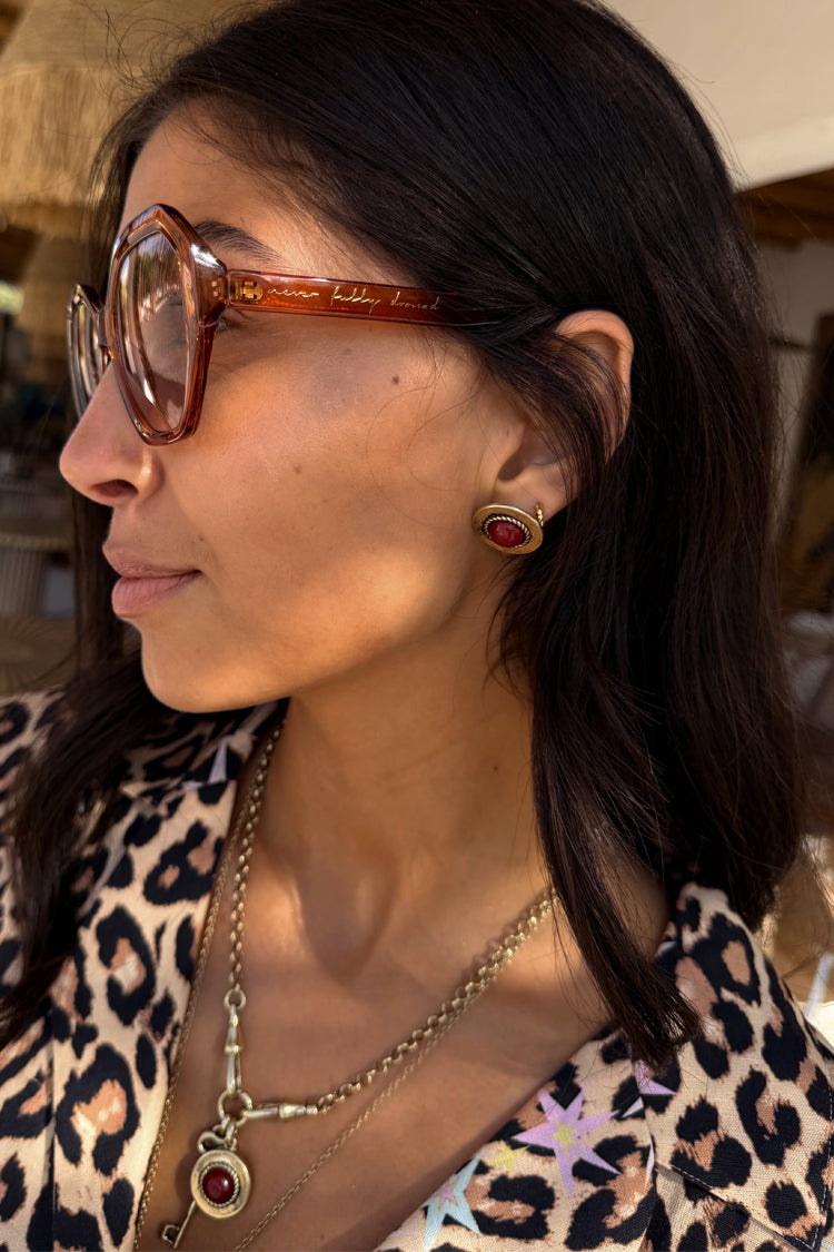 Deloris Red Circle Earrings