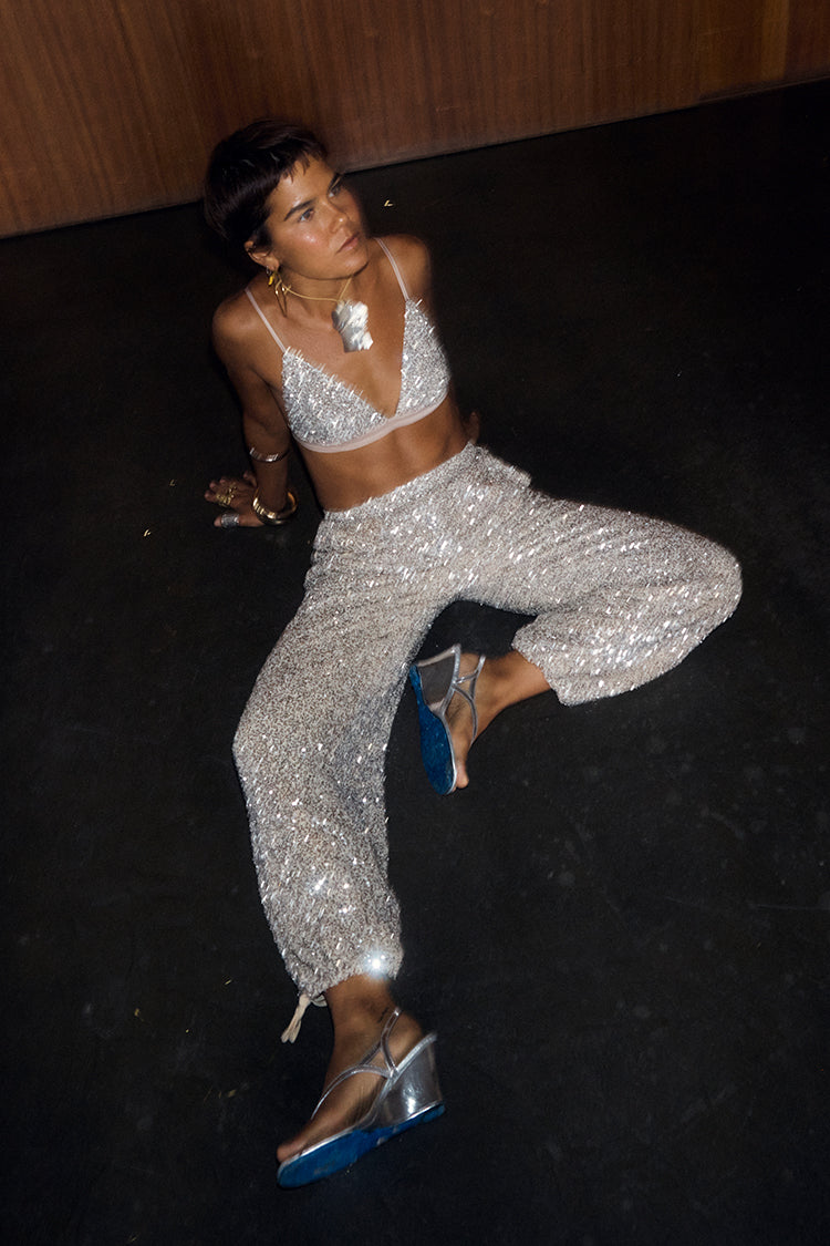 Silver Sequin Bra