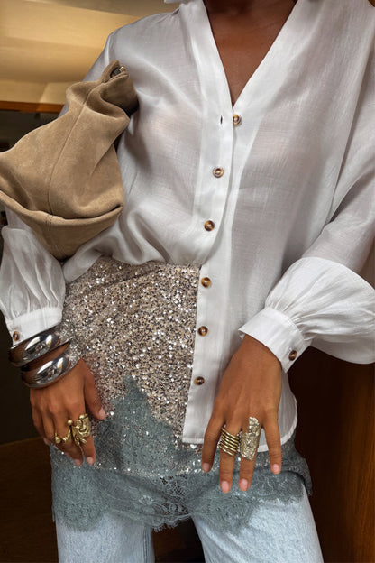 Silver Sequin Mini Maeva Skirt