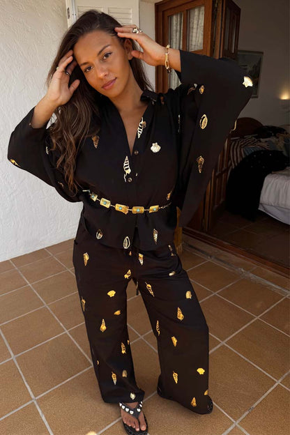 Black Shell Elissa Trousers Petite