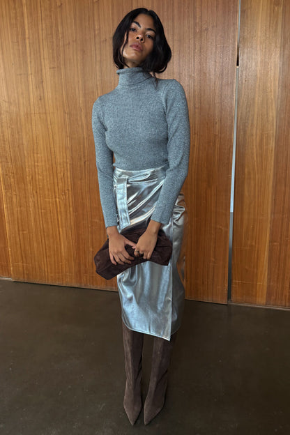 Silver Vegan Leather Jaspre Skirt