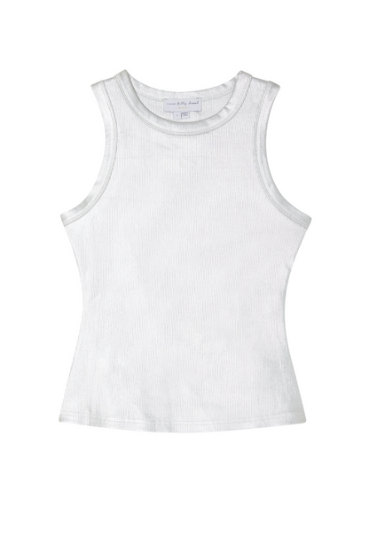 Silver Ribbed Tank Top