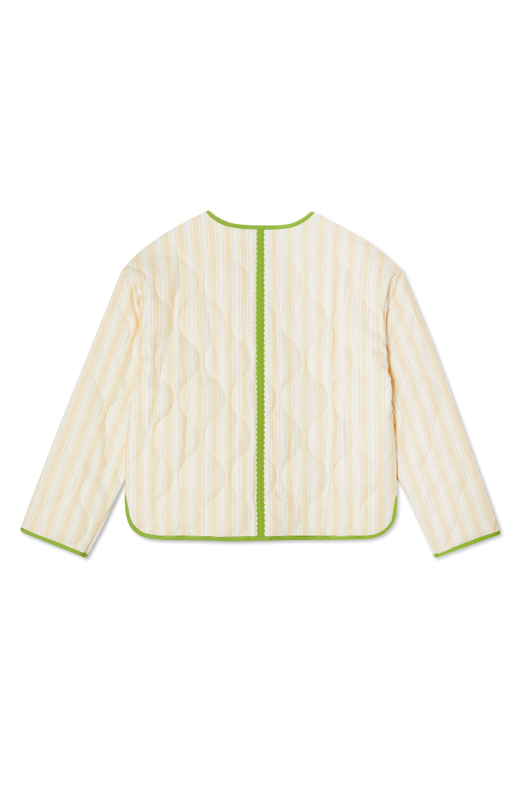 Butter Yellow Stripe Quilted Jacket