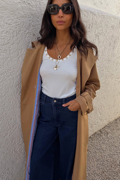 White Studded Rib Vest