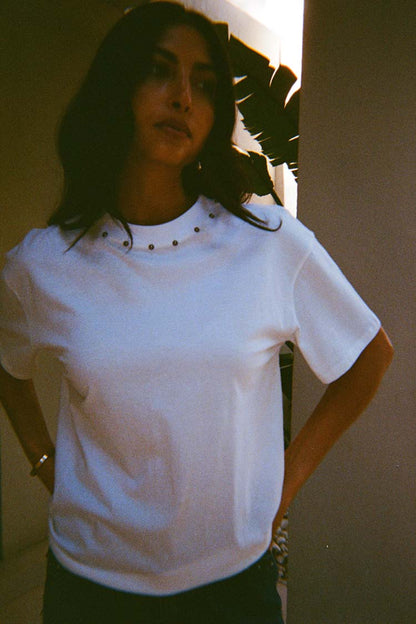 White Studded T-Shirt