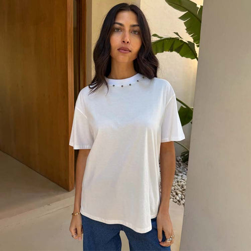 White Studded T-Shirt