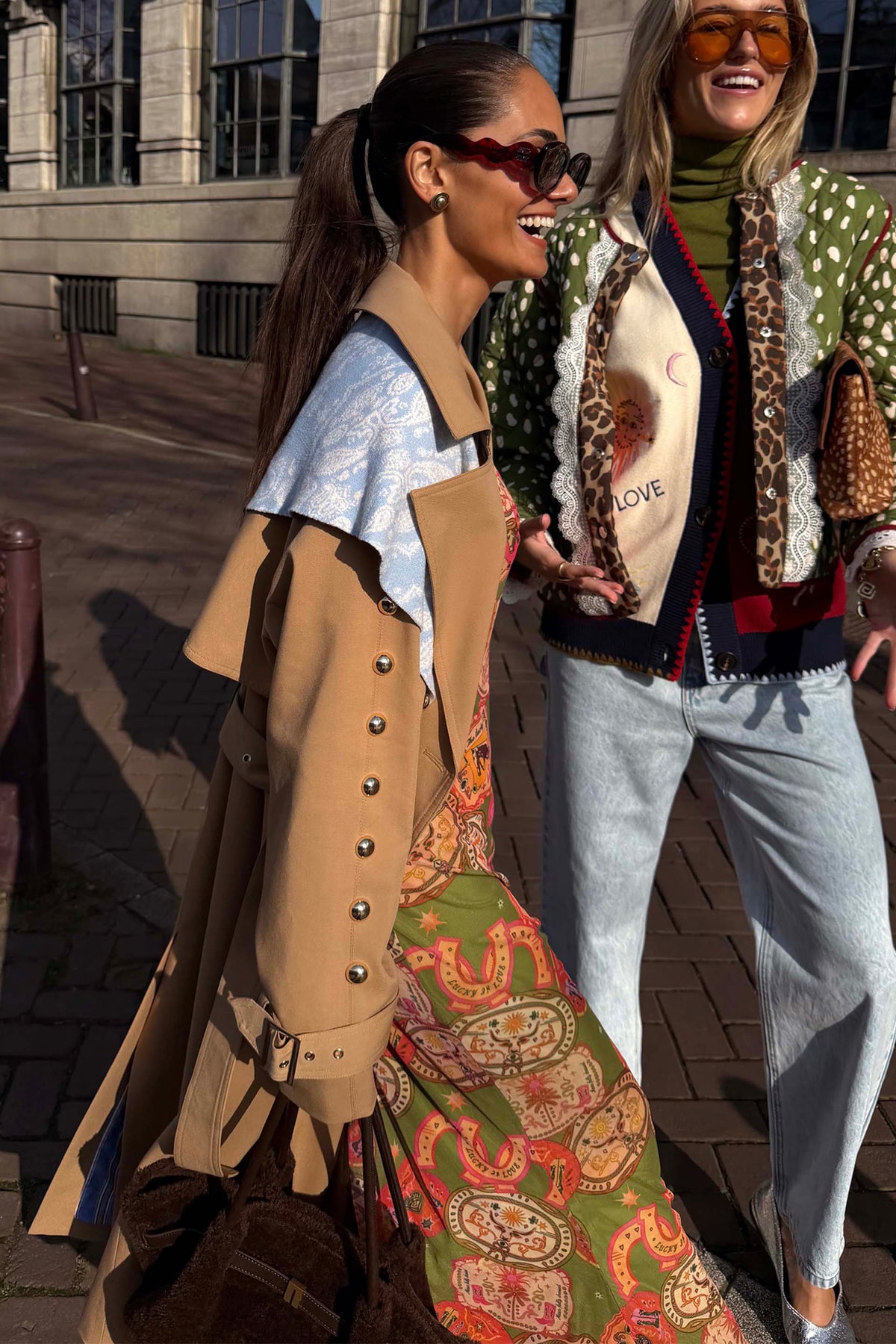 Tan Trench Coat with Gold Studs