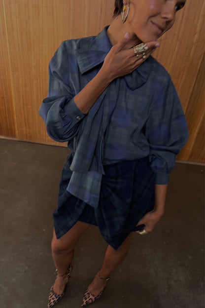 Blue Tartan Bow Skirt