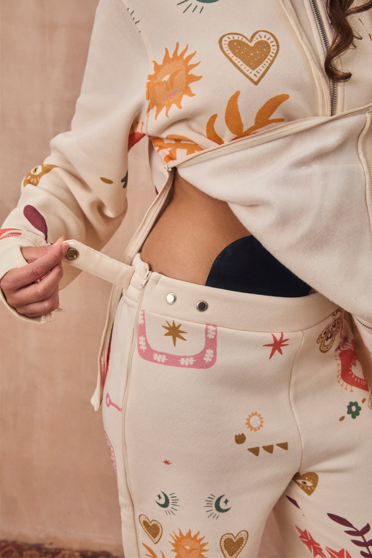 Cream Sundazed Wide Leg Accessible Joggers