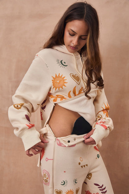Cream Sundazed Wide Leg Accessible Joggers