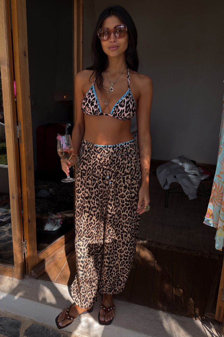 Leopard Whipstitch Triangle Bikini Top