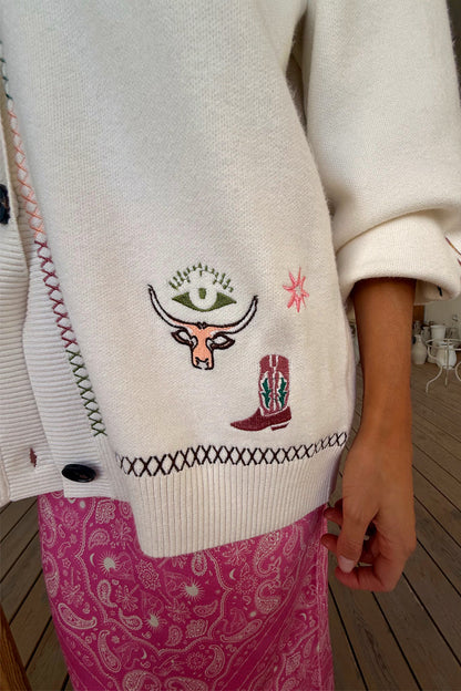 Cream Western Martha Cardigan