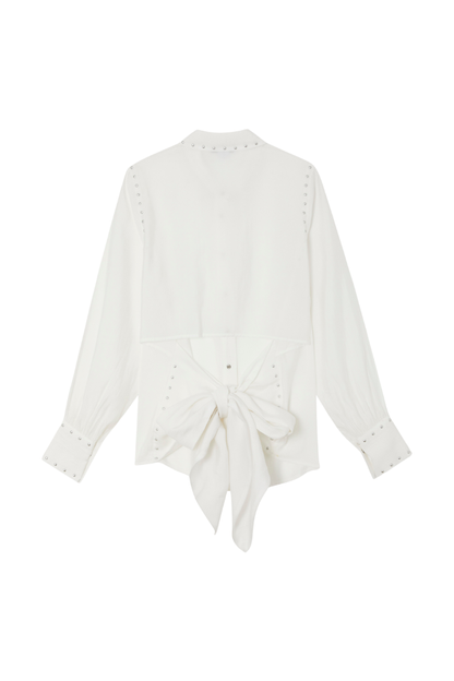 White Studded Tie Back Shirt