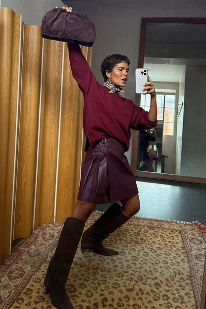 Burgundy Mini Kilt Skirt