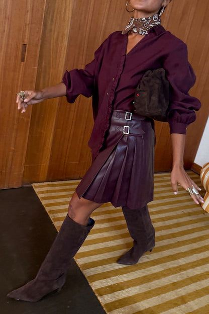 Burgundy Mini Kilt Skirt