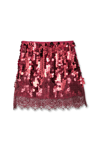 Burgundy Large Sequin Mini Maeva Skirt