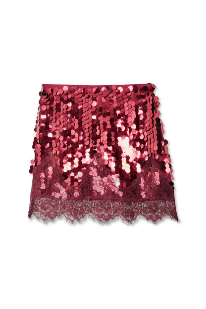 Burgundy Large Sequin Mini Maeva Skirt