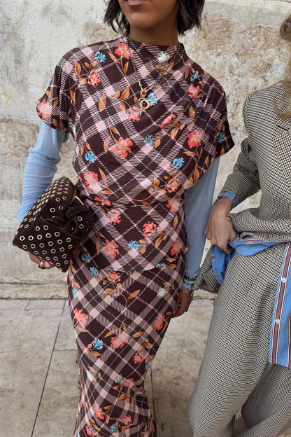 Check Floral Top
