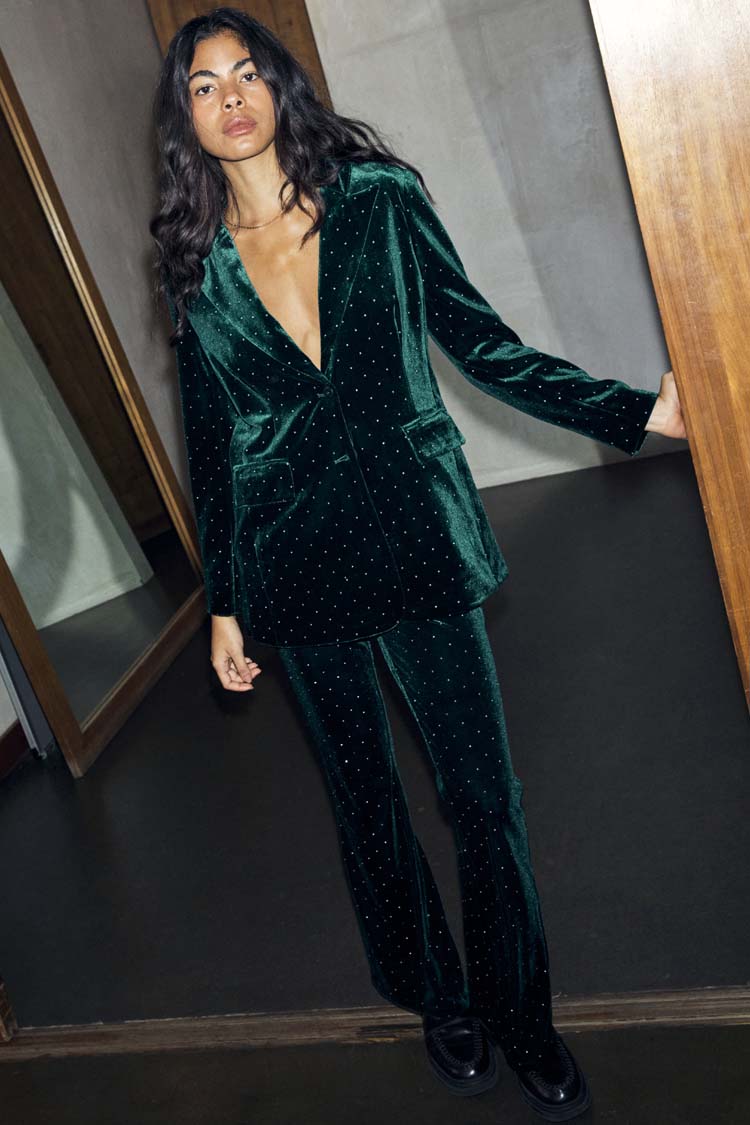 Emerald Velvet Blazer