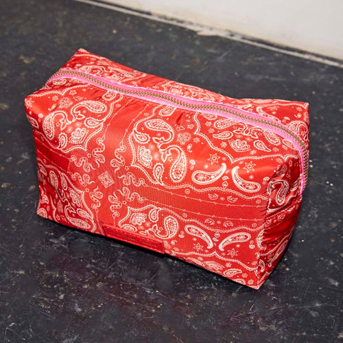Red Bandana Reversible Make Up Bag