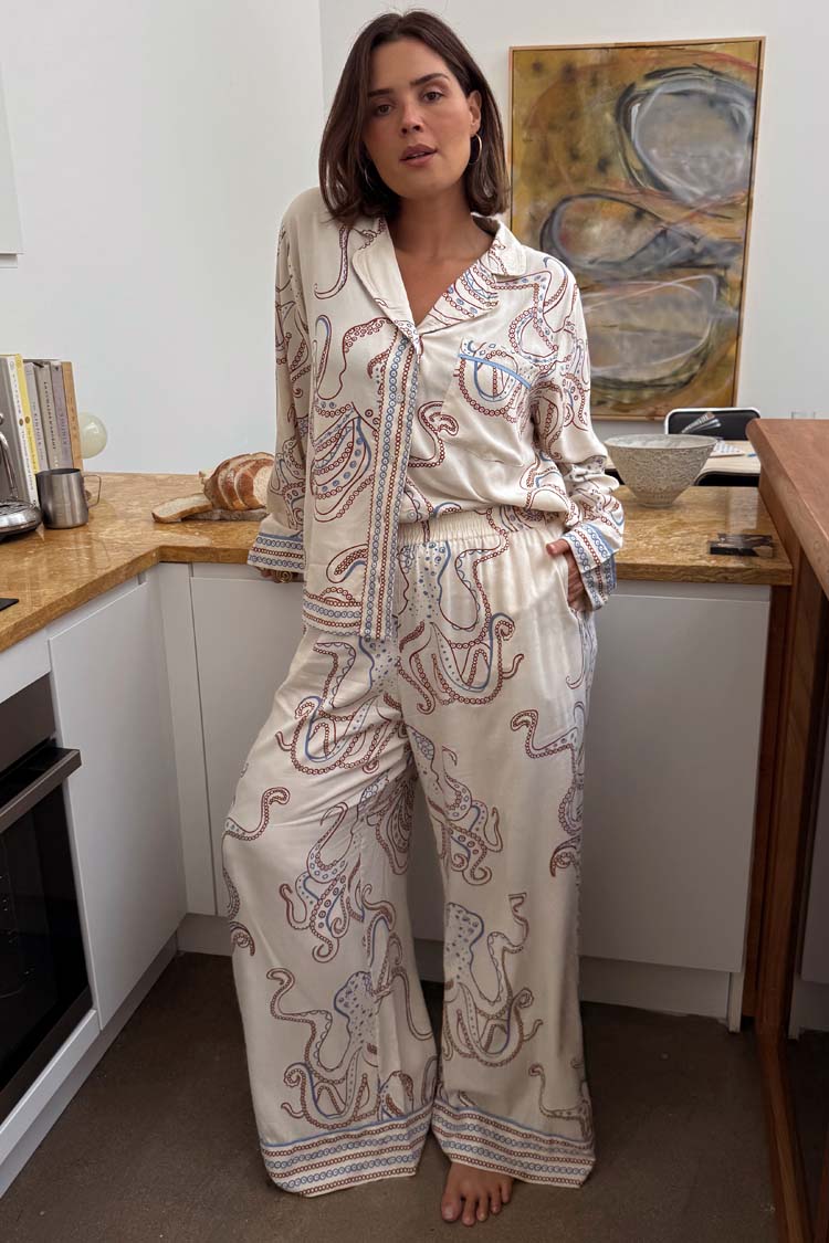 Cream Octopus Button Through Pyjamas