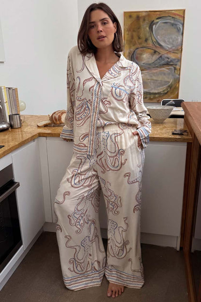 Cream Octopus Button Through Pyjamas