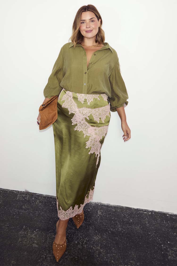 Olive & Pink Lace Marley Shirt