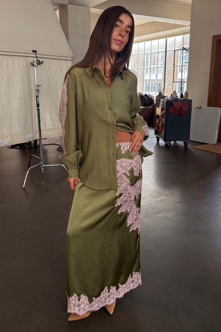Olive & Pink Lily Skirt