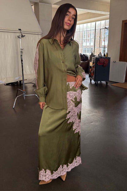 Olive & Pink Lily Skirt