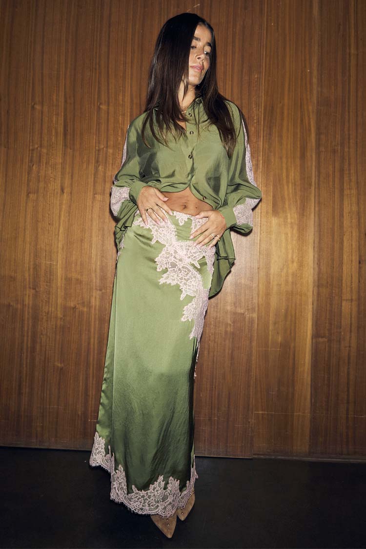 Olive & Pink Lily Skirt