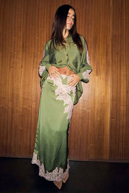 Olive & Pink Lily Skirt