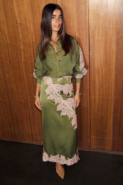 Olive & Pink Lily Skirt