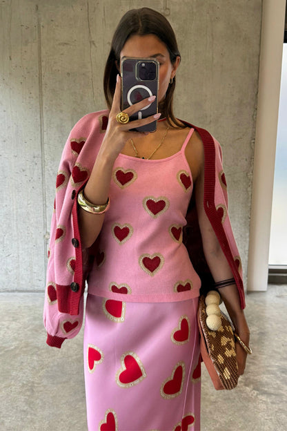 Pink Hearts Knit Tank