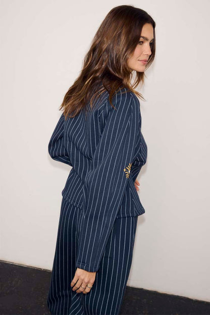 Navy Pinstripe Barrel Sweatshirt