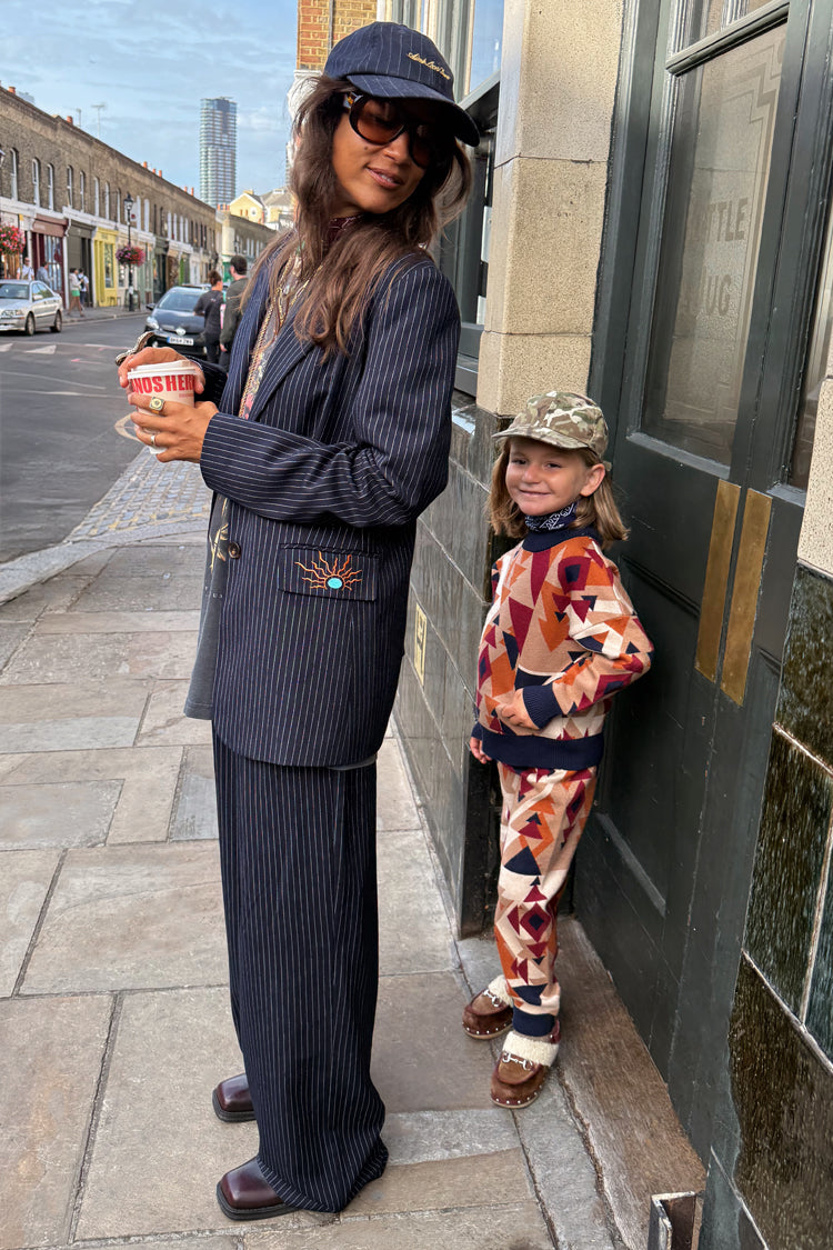 Navy Pinstripe Arden Trousers Petite