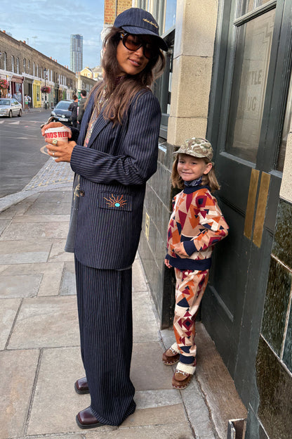 Navy Pinstripe Arden Trousers Petite