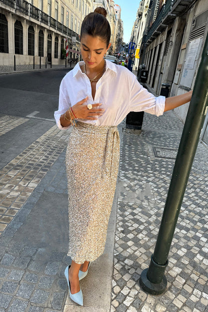 Sequin Maxi Wrap Jaspre Skirt