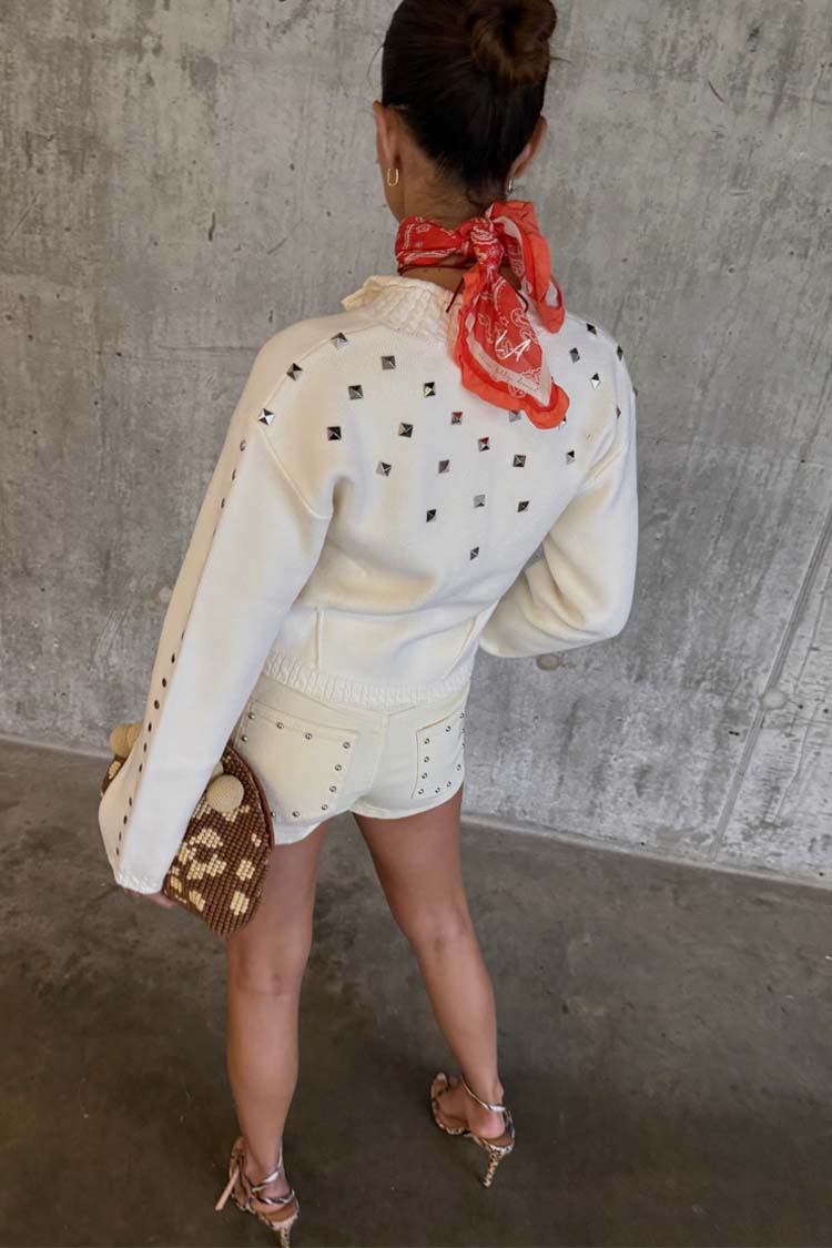 Ecru Studded Cardigan