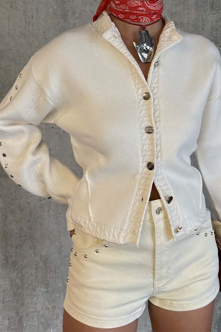 Ecru Studded Cardigan