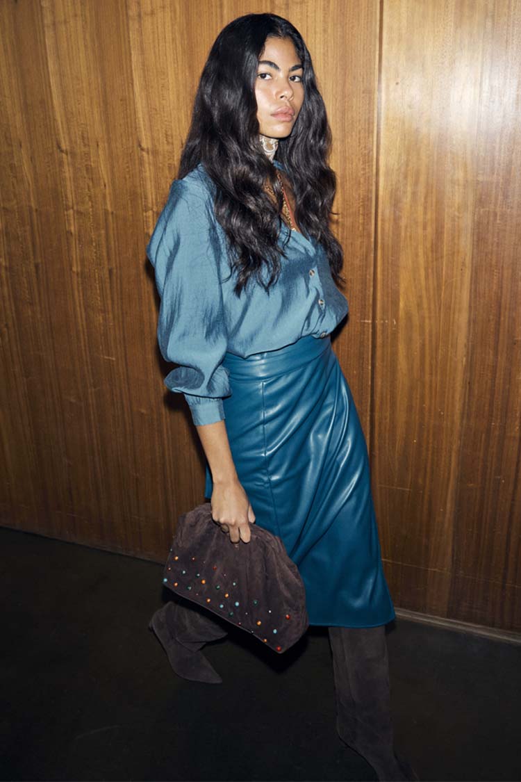 Teal Vegan Leather Jaspre Skirt
